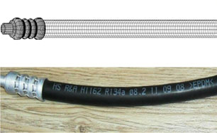 Fig.1 Finite Element Method and the real configurations of automotive AC hose